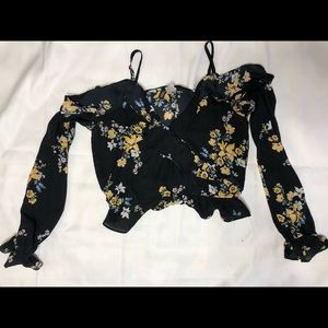 Cropped Floral Off the Shoulder Top